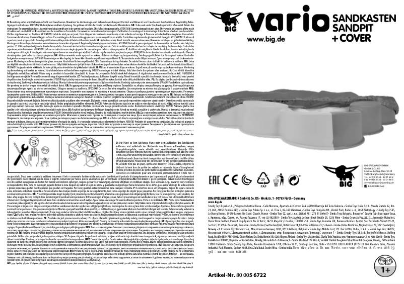 Page n°1 - Manuel utilisateur BIG Vario Sandpit + Cover