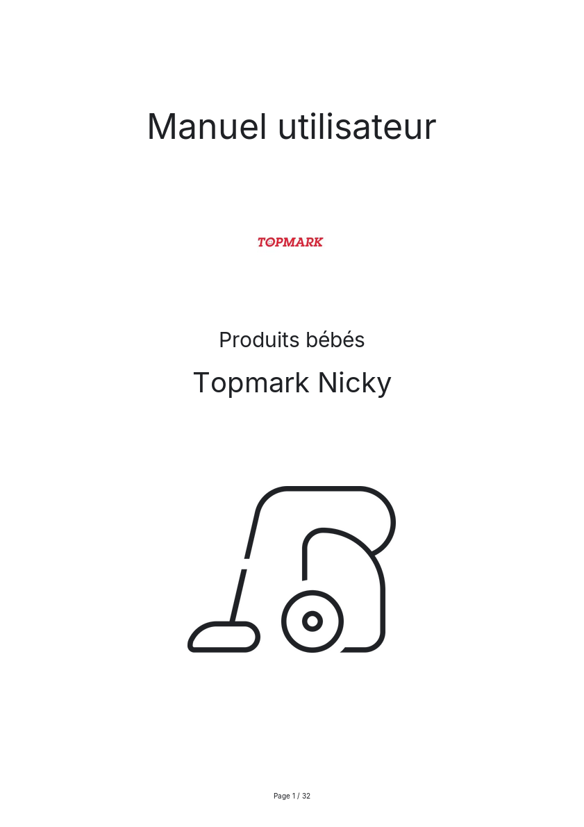 Page n°1 - Manuel utilisateur Topmark Nicky