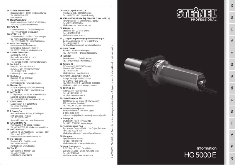Page 1 de la notice Manuel utilisateur Steinel HG 5000 E