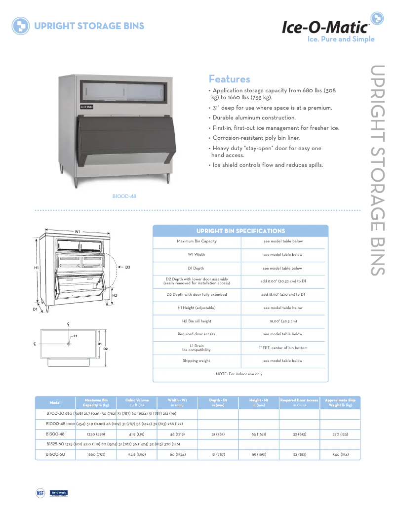 Page n°1 - Fiche technique Ice-O-Matic B1300-48