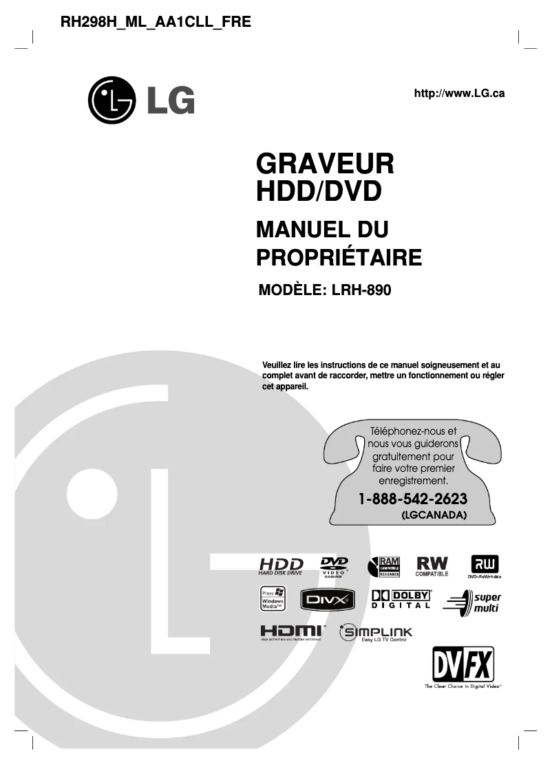 Image de la première page du manuel de l'appareil RH298H