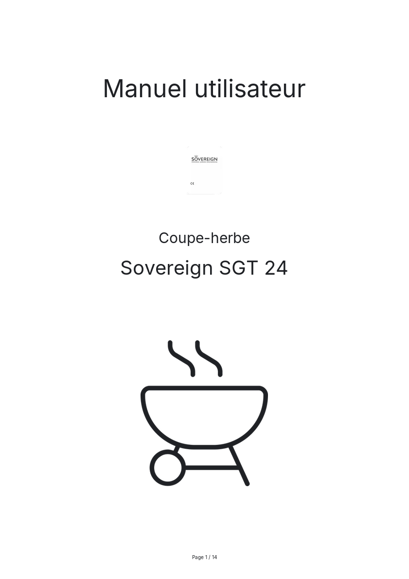 Page n°1 - Manuel utilisateur Sovereign SGT 24