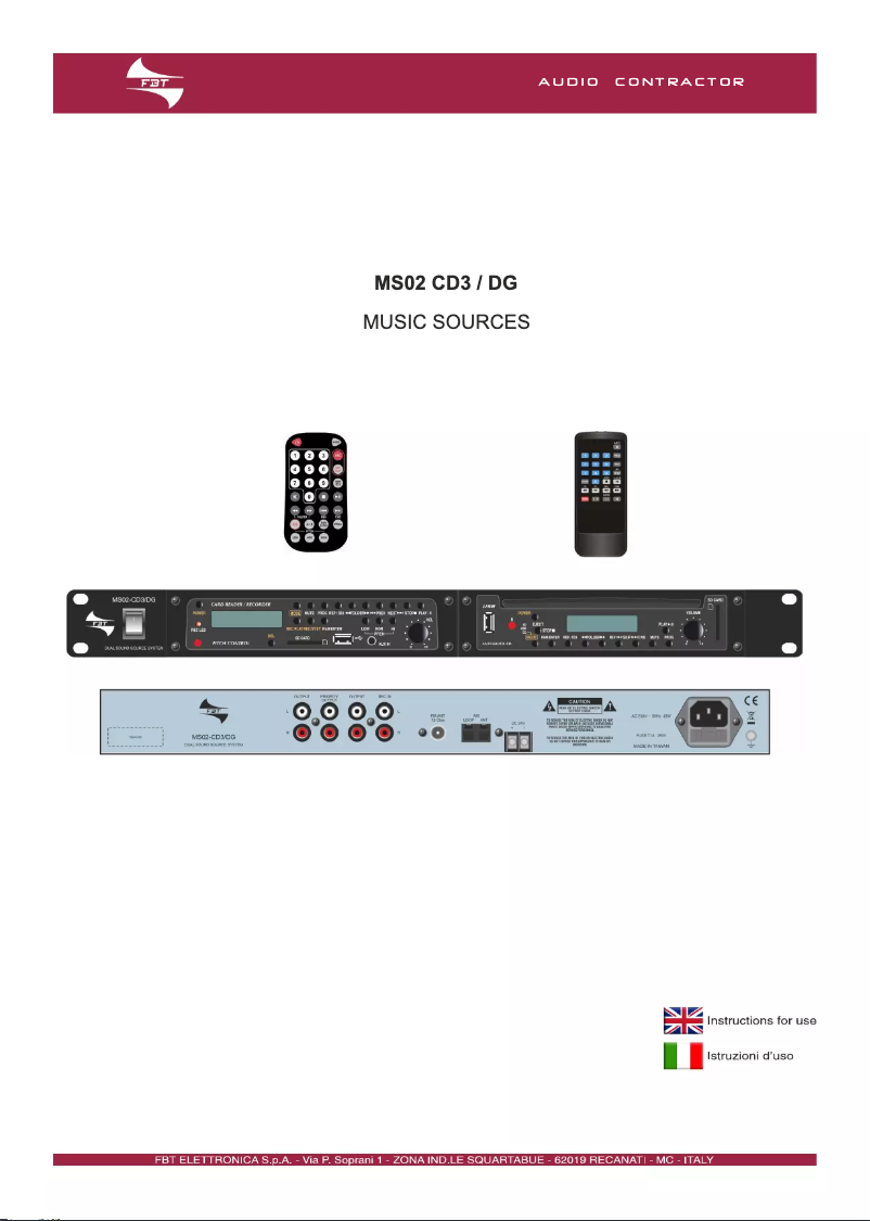 Page 1 de la notice Manuel utilisateur FBT MS02 CD3/DG