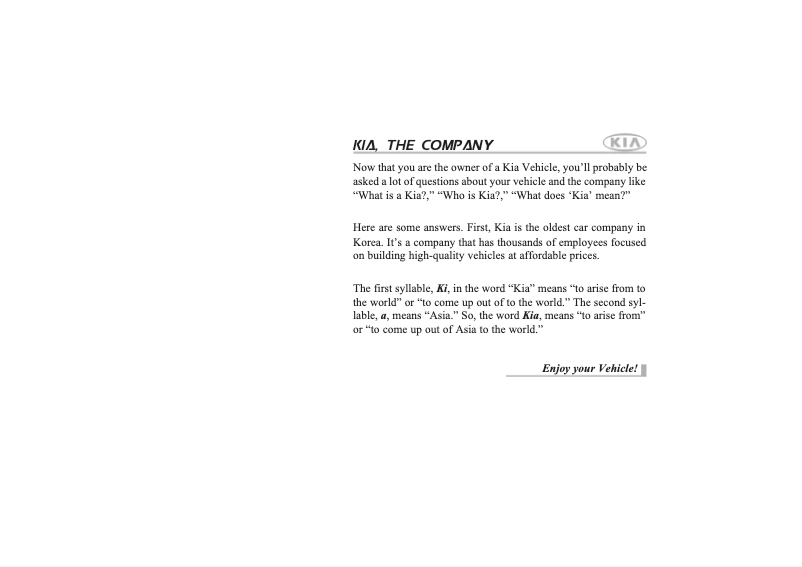 Page 1 de la notice Manuel utilisateur Kia K2500 (2006)