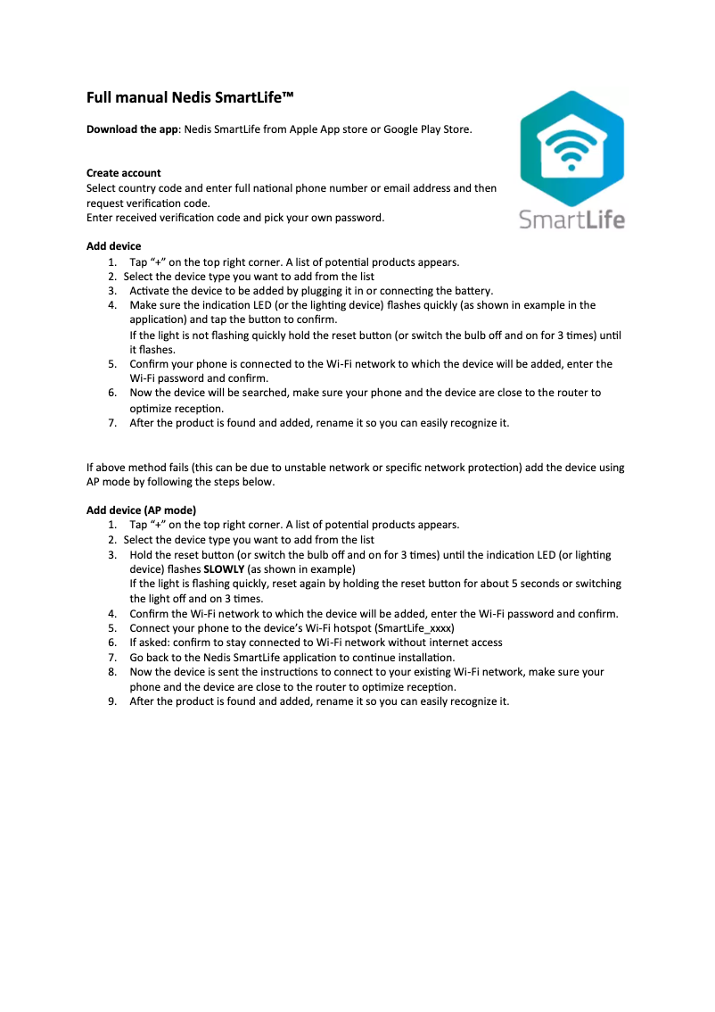 Page n°1 - Manuel utilisateur Nedis WIFILC11WTE27