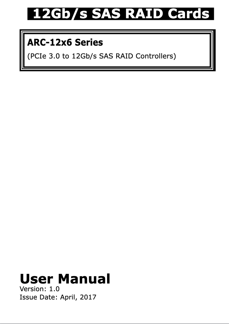 Page n°1 - Manuel utilisateur Areca ARC-1226-8X