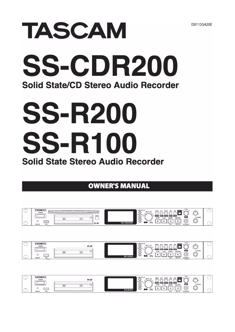 Page n°1 - Manuel utilisateur Tascam SS-CDR100