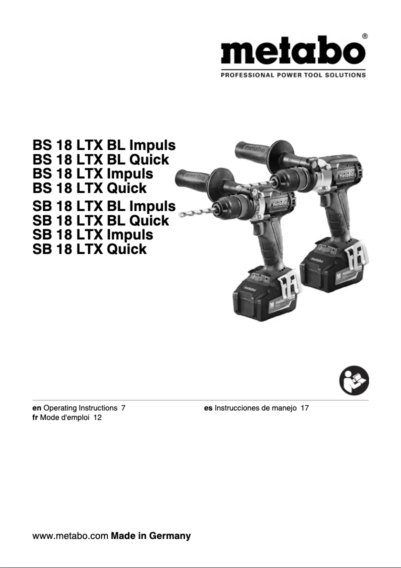 Imagen de la primera página del manual del dispositivo SB 18 LTX BL Impuls
