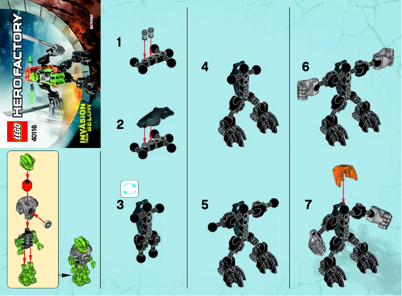 Imagen de la primera página del manual del dispositivo Hero Factory 40116