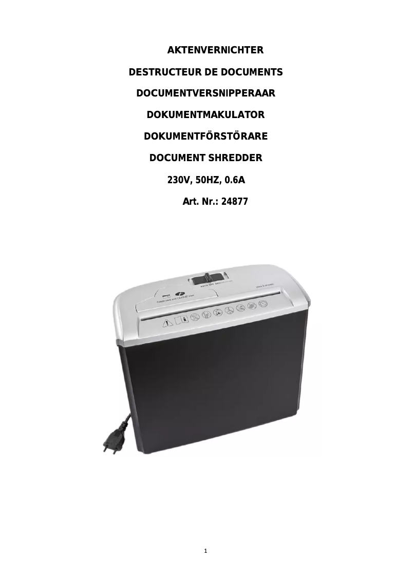 Page 1 of the manual User Manual Eurotops 24877