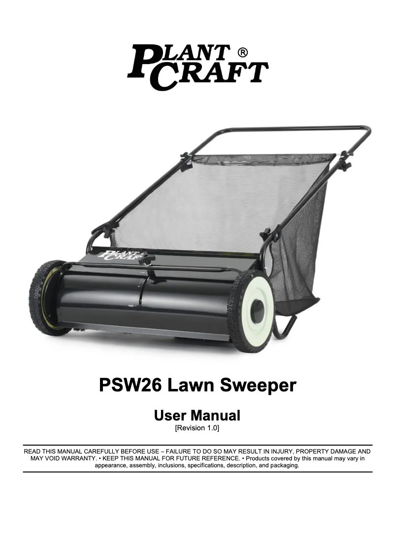 Page n°1 - Manuel utilisateur Plant Craft PSW26