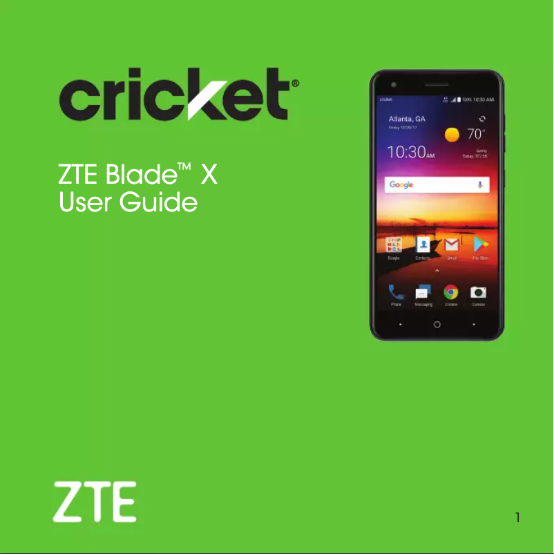 Page 1 de la notice Manuel utilisateur ZTE Blade X