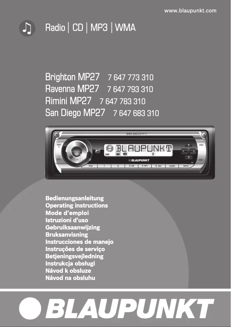 Page n°1 - Manuel utilisateur Blaupunkt Rimini MP27