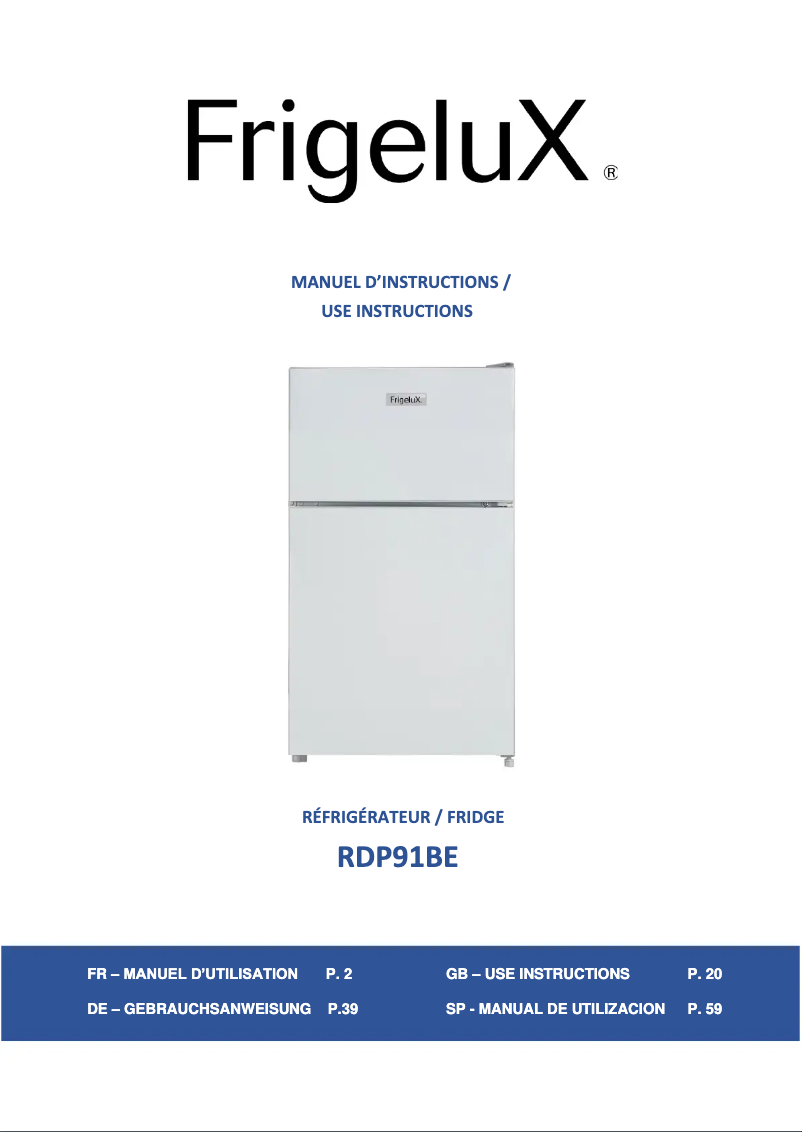 Image de la première page du manuel de l'appareil RDP91BE