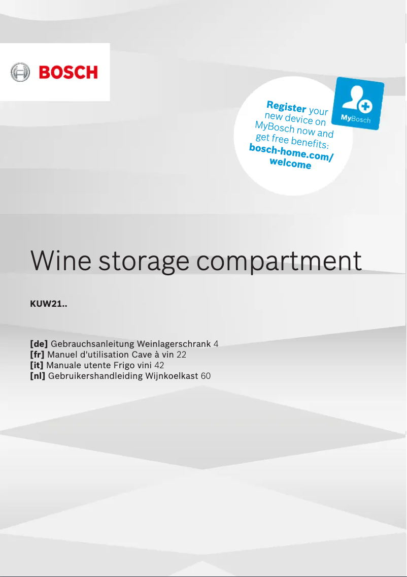 First page image of the manual for KUW21AHG0