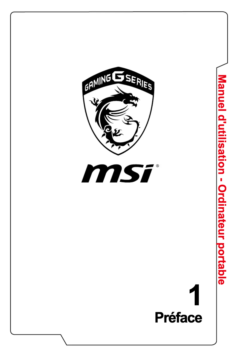 Page 1 de la notice Manuel utilisateur MSI Gaming GT72VR