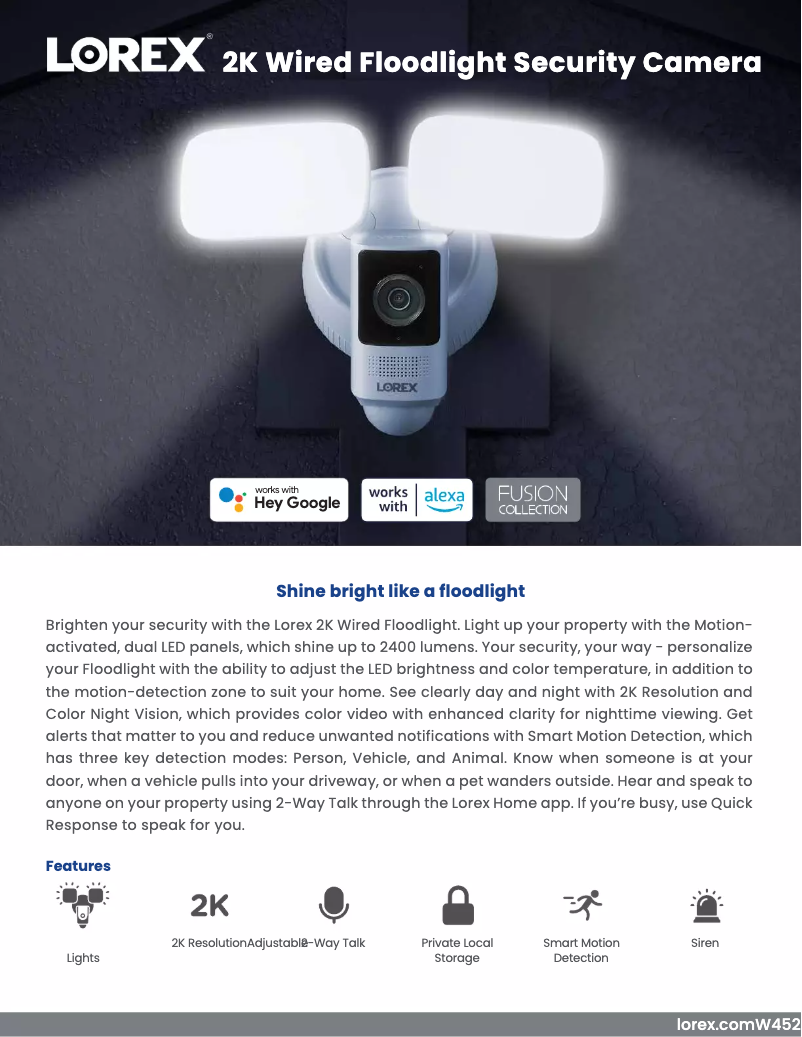 Page n°1 - Fiche technique Lorex W452ASD-E
