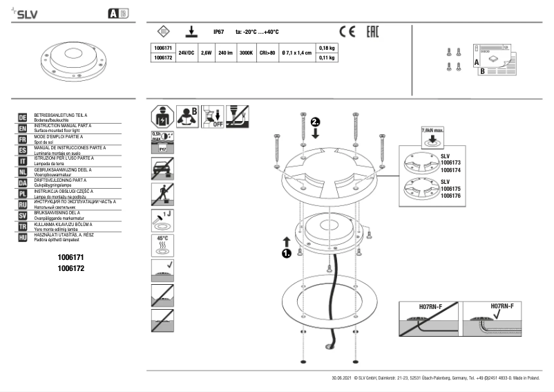 Page 1 de la notice Manuel utilisateur SLV 1006172