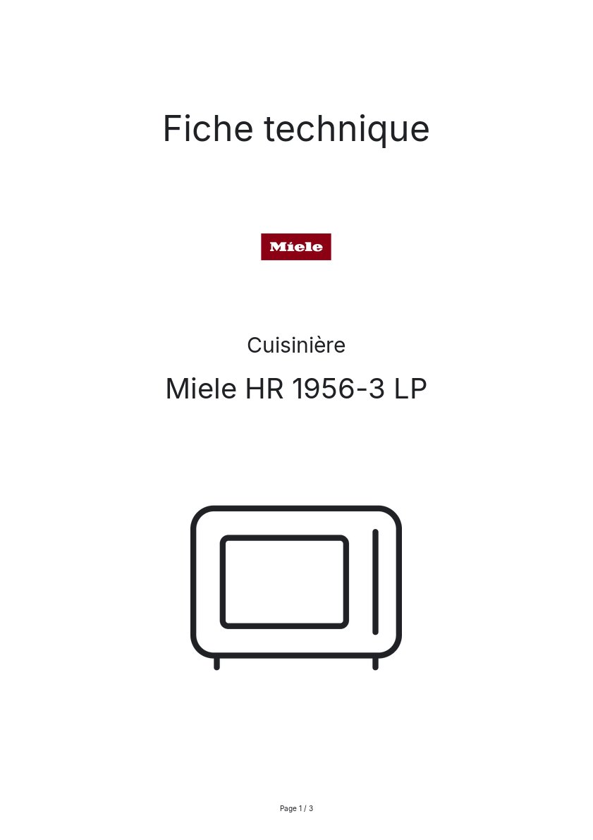 Page n°1 - Fiche technique Miele HR 1956-3 LP