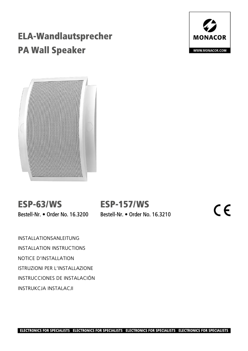 Page 1 de la notice Manuel utilisateur Monacor ESP-157/WS