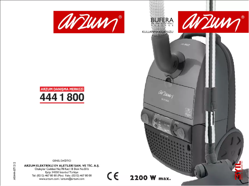 Page 1 of the manual User Manual Arzum Bufera AR 444