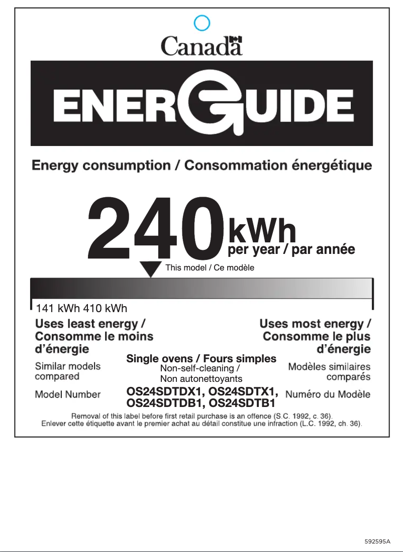 Page 1 de la notice Label énergétique Fisher & Paykel OS24SDTB1