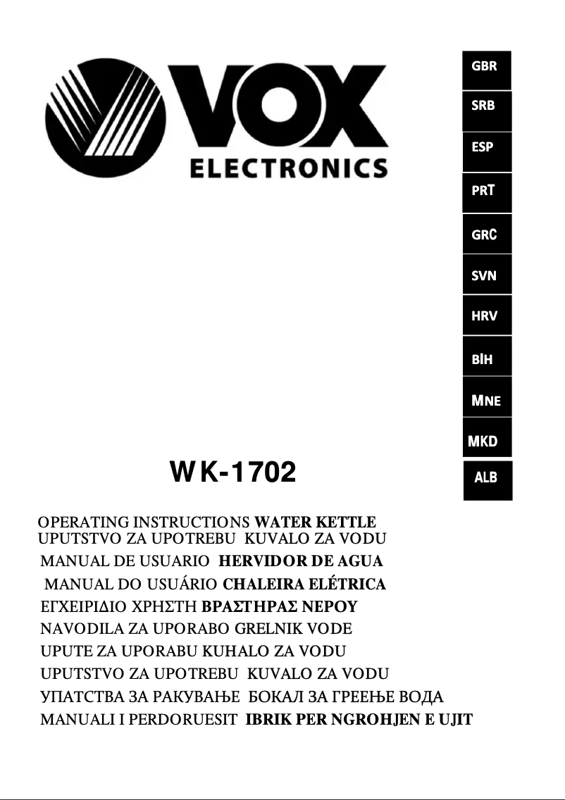 Page 1 de la notice Manuel utilisateur VOX WK1702