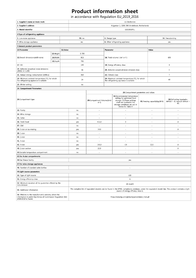 Image de la première page du manuel de l'appareil GSGV80EPLL
