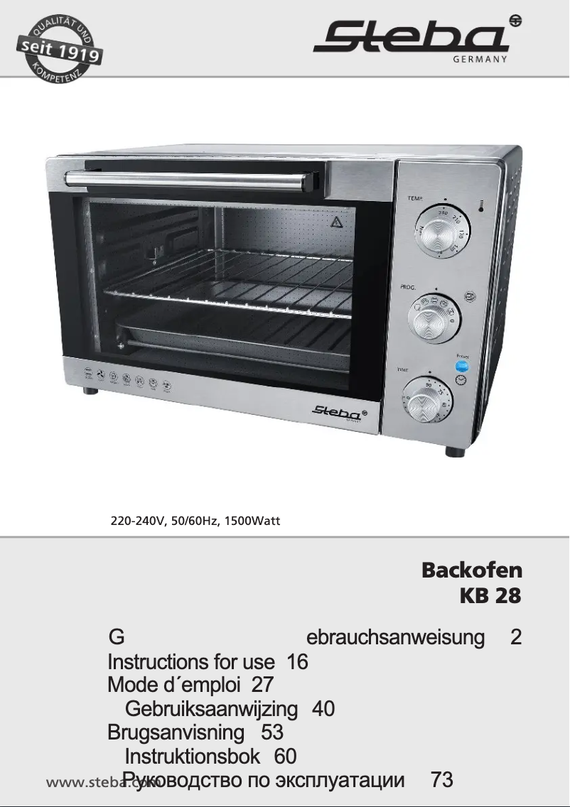 Page 1 de la notice Manuel utilisateur Steba KB 28