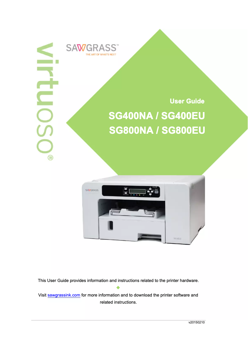 Page 1 de la notice Manuel utilisateur Sawgrass Virtuoso SG800NA