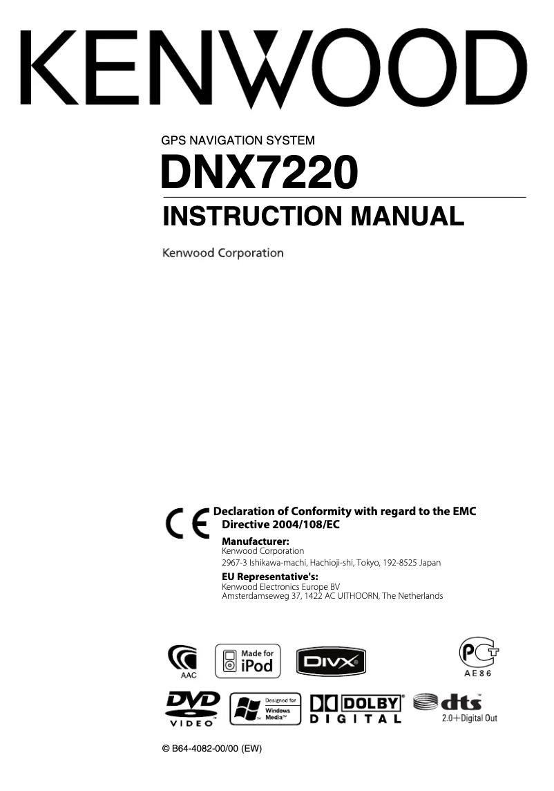 Page n°1 - Manuel utilisateur Kenwood DNX7220