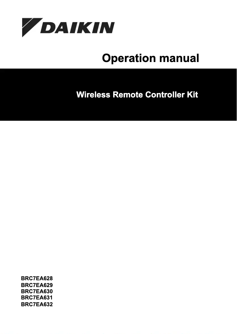 Page n°1 - Manuel utilisateur Daikin BRC7EA629
