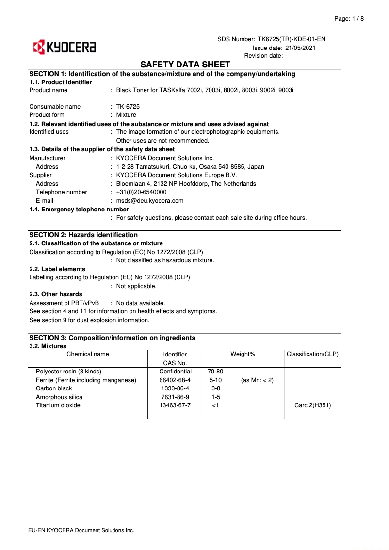 Image de la première page du manuel de l'appareil TASKalfa 7003i