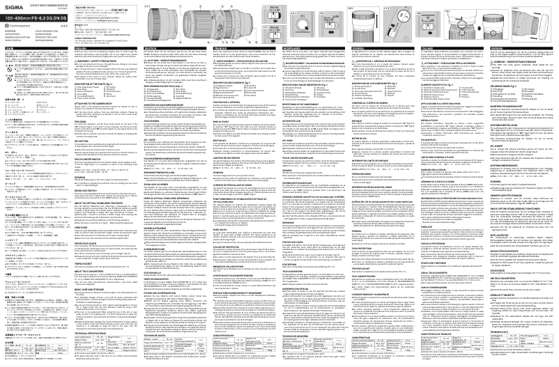 Page 1 de la notice Manuel utilisateur Sigma 100-400 mm F5.0-6.3 DG DN OS