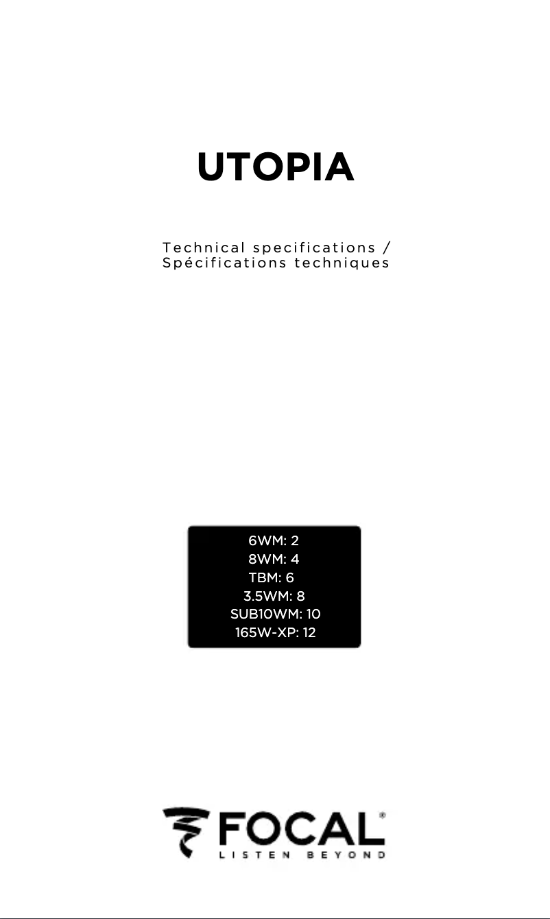 Page 1 de la notice Manuel utilisateur Focal Utopia M SUB10WM