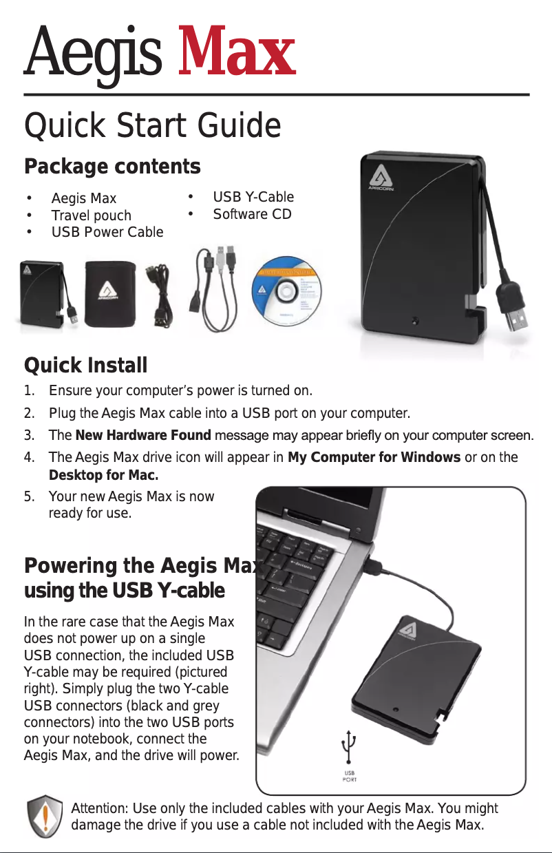 Página 1 del manual Manual de usuario Apricorn Aegis Max