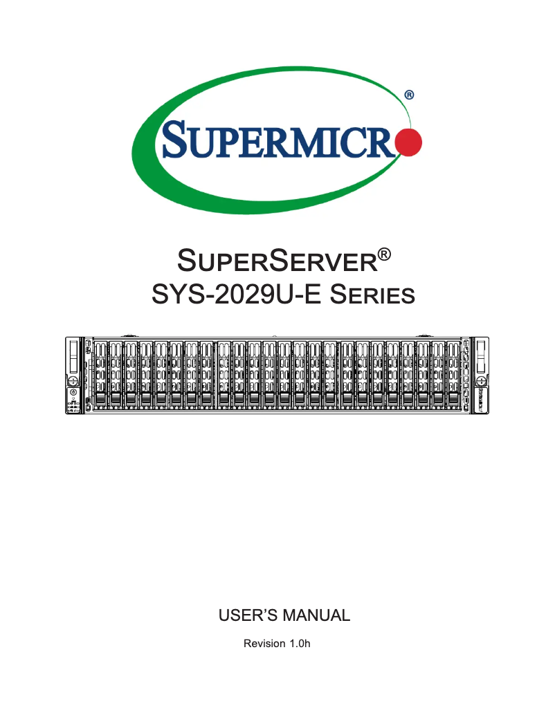 Image de la première page du manuel de l'appareil SuperServer 2029U-E1CR4T