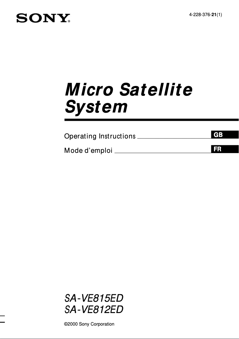 Página 1 del manual Manual de usuario Sony SA-VE812ED