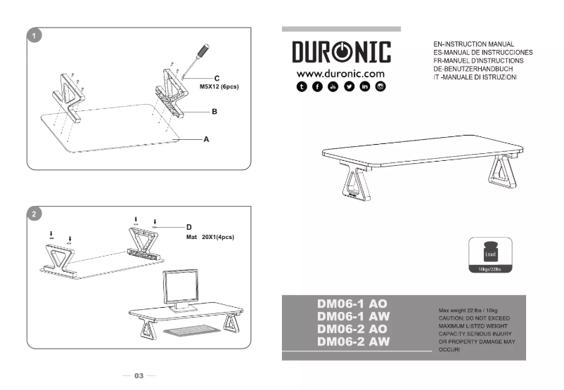 Página 1 del manual Manual de usuario Duronic DM06-1AO