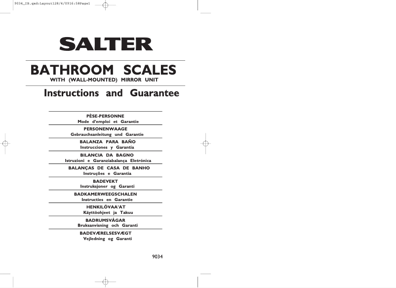 Page 1 de la notice Manuel utilisateur Salter 9034