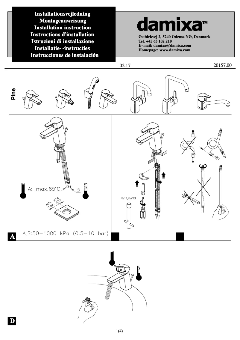 Page n°1 - Manuel utilisateur Damixa 1700000