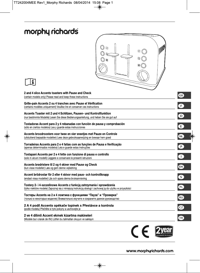 Page 1 de la notice Manuel utilisateur Morphy Richards Accents 242018