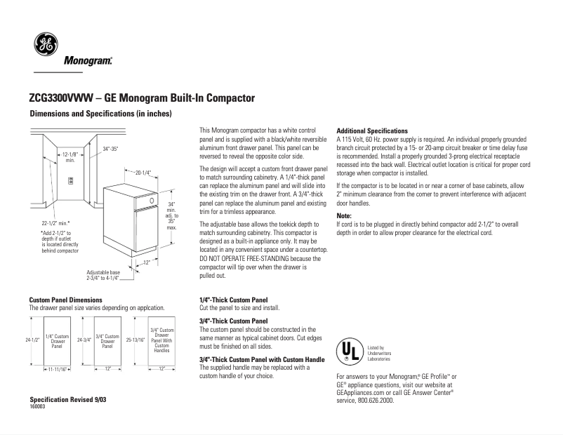 Imagen de la primera página del manual del dispositivo ZCG3300VWW