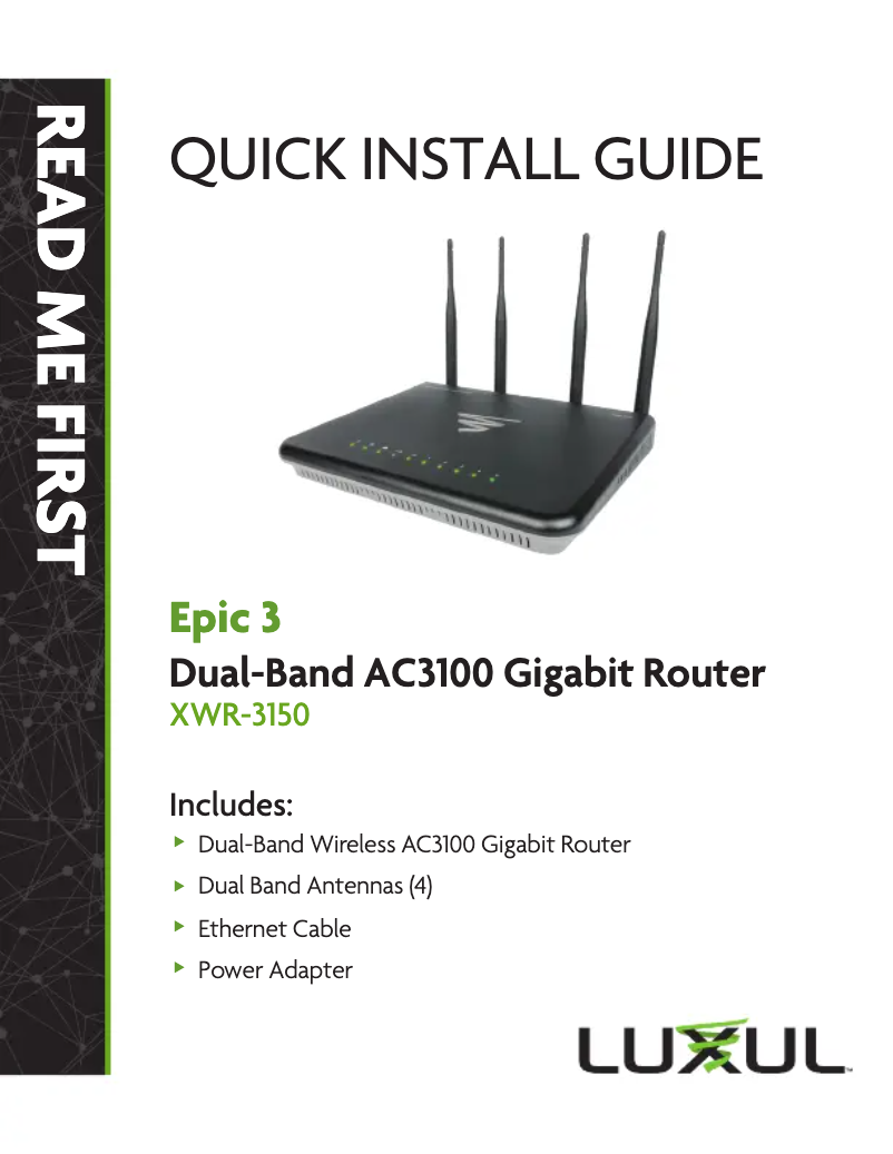 Page 1 de la notice Manuel utilisateur Luxul Epic 3 XWR-3150