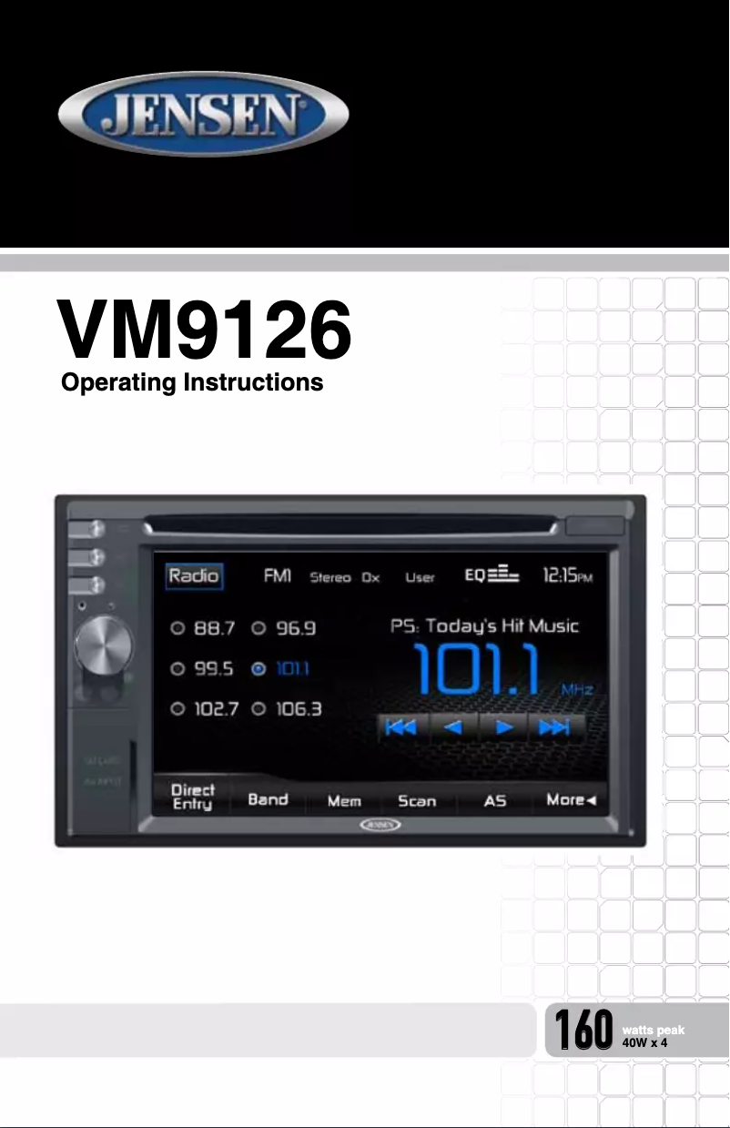 Page n°1 - Manuel utilisateur Jensen VM9126