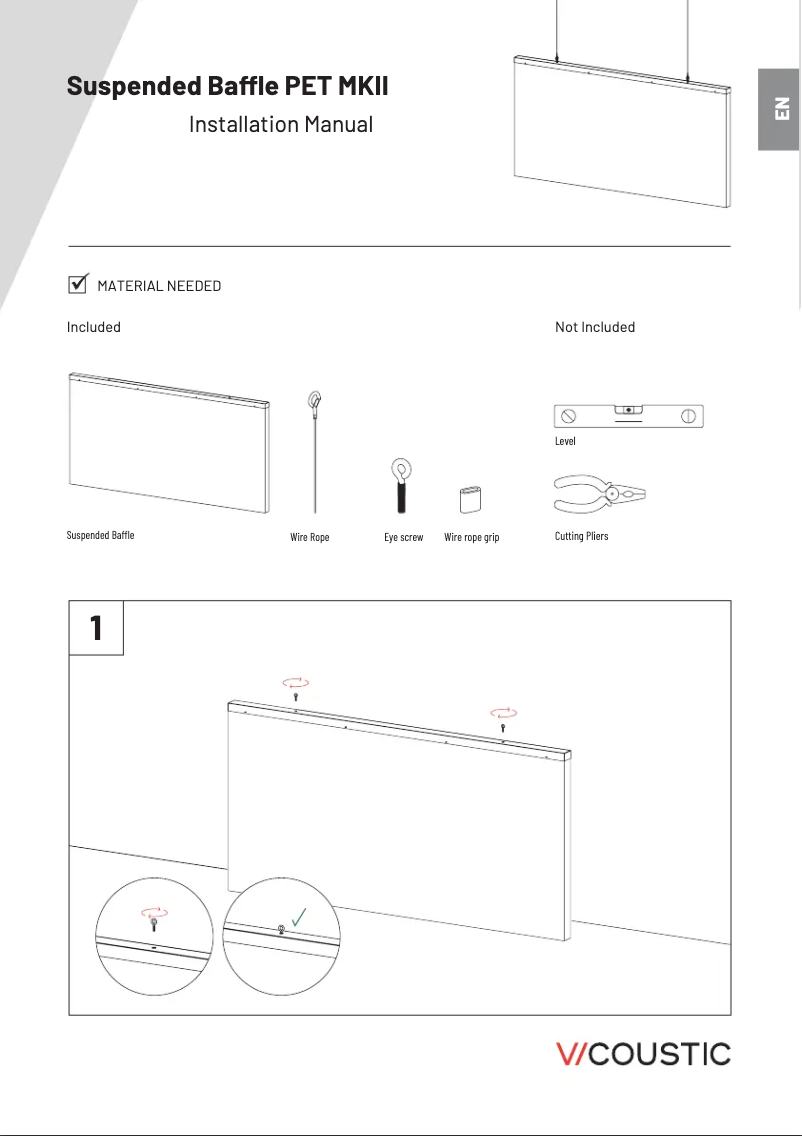 Page 1 de la notice Manuel utilisateur Vicoustic Suspended Baffle PET MKII