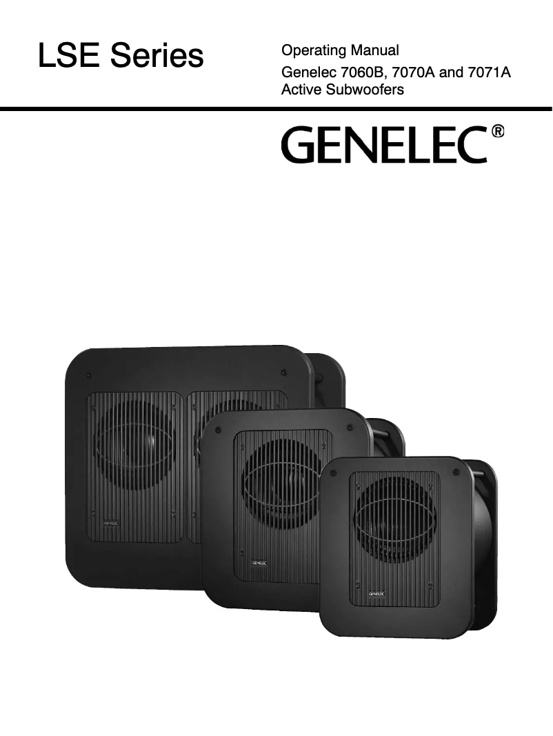 Page n°1 - Manuel utilisateur Genelec 7071A