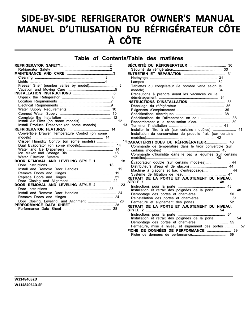 Page n°1 - Manuel utilisateur Amana ASI2175GRS