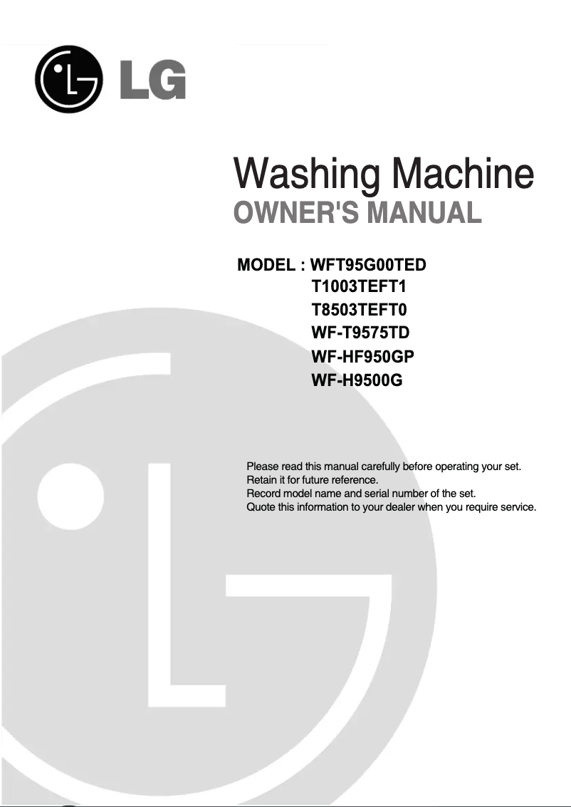 Page 1 de la notice Manuel utilisateur LG WF-HF950GP