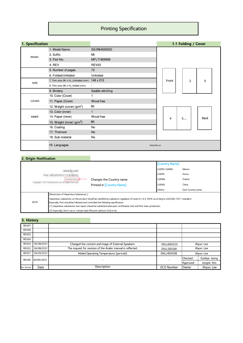 Image de la première page du manuel de l'appareil 65UR640S0TD